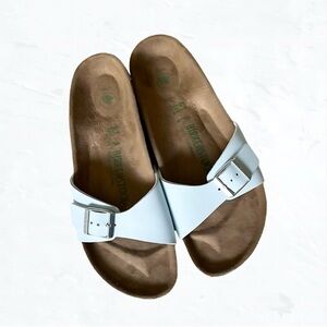 New Birkenstock Retro Madrid Vegan Blue With Silver Buckle Size 10N/41N No Box